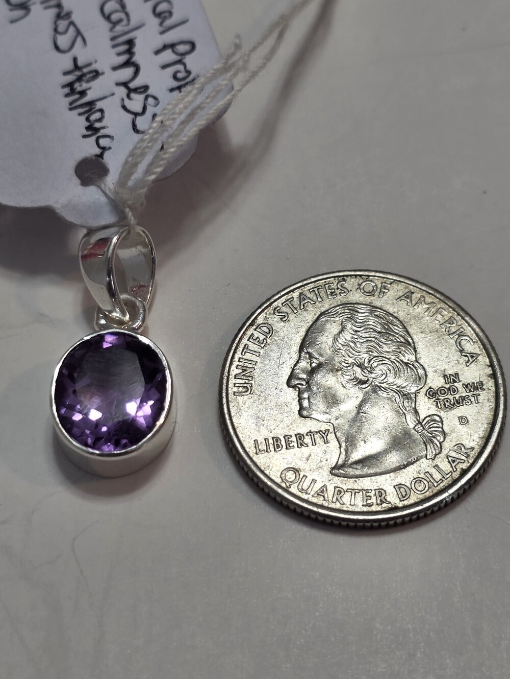 Sterling Silver Purple Amethyst Pendant - Picture 2 of 2